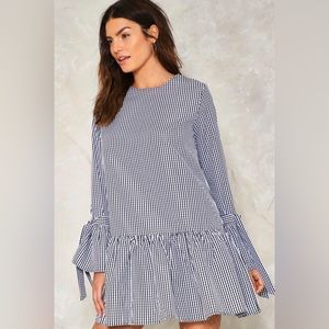 NWT Nasty Gal Square Gingham Shirt Dress - size L